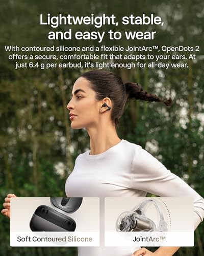 Image of SHOKZ OpenDots 2 Open-Ear Clip-On Earbuds with Upgraded Dolby Audio, 3-Mic Clear Calls, Rich Bass, Up to 40 Hrs of Audio, Wireless Charging, Interchangeable Left /Right Earbuds, IP57, Bluetooth 6.1