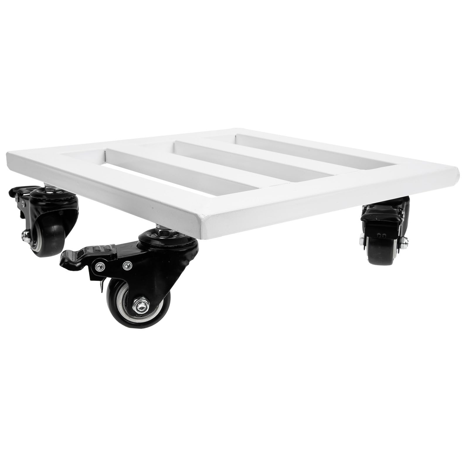 TEHAUX Sottovaso Mobile in Ferro Bianco Ruote, 50cm Supporto