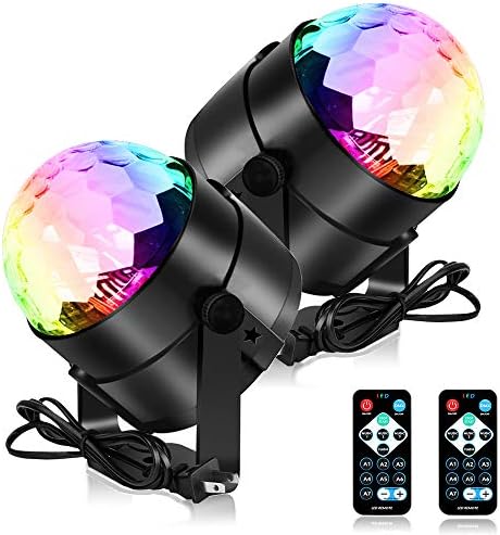 Party Lights Disco Light, Spriak Sound Activated Dj Stage Strobe Light, 7 Colors with Remote Control Disco Ball Lamps for Birthday Dance Home KTV Christmas Halloween Parties (2 Pack)