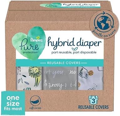 Pampers Hybrid Cover - Pañales unisex Jungle, I Heart You-Gray, Milk and Cookies
