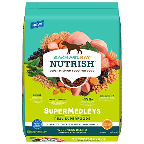 Rachael Ray Nutrish SuperMedleys Wellness Blend Premium Dry Dog Food, Chicken with Salmon & Superfoods Recipe, 22 Pounds
