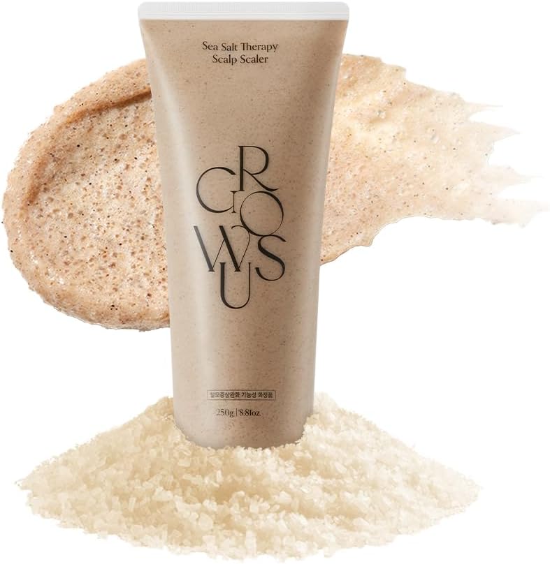 GROWUS Sea Salt Therapy Scalp Scaler - Salicylic Acid, Niacinamide, Dexpanthenol, Exfoliating, Deep Cleansing, Free from Paraben and Sulfate, 2 in 1 Shampoo for Itchy and Oily Scalp (8.8 Oz / 250g)