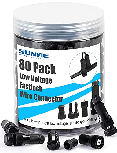Sunvie Landscape Lighting Connectors Waterproof 12-16 Gauge Low Voltage Wire Connector For Landscape Lights Outdoor Path Lights Work With Malibu Paradise And Other Low Voltage Lighting, 80 Pack #TOP16