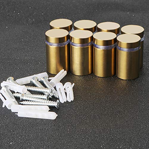 Alise 3/4" Dia X 1" Ln Store Sign Holders Screws Wall Mount Hardware Advertising Glass Standoff Nail,Qs519G-8P Stainless Steel Golden Finished #TOP2
