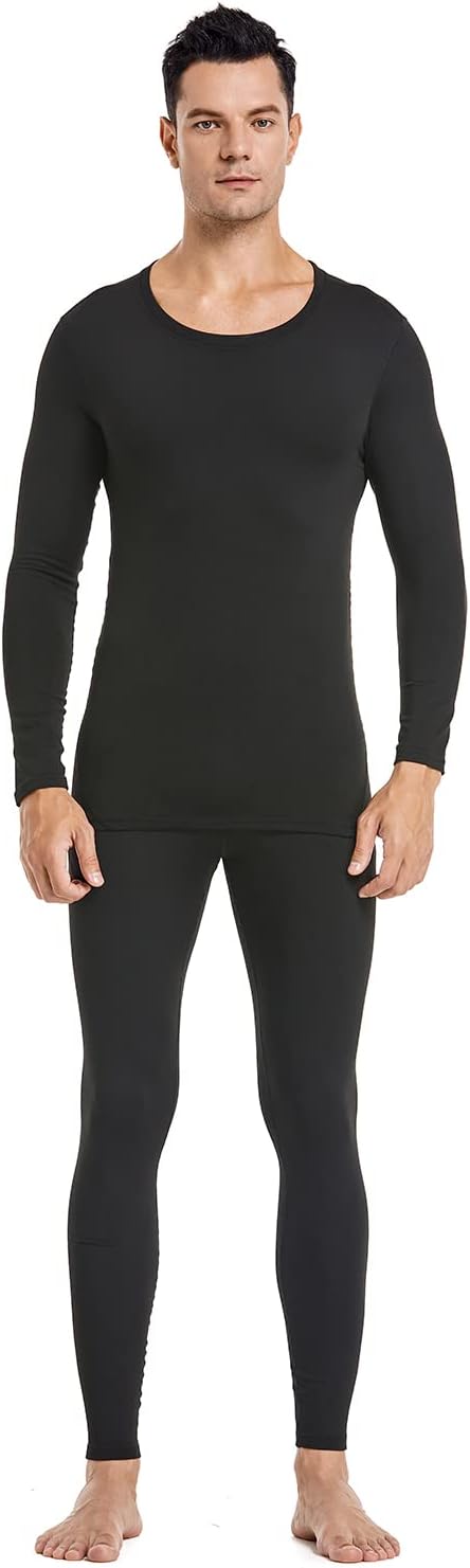 PISIQI Conjunto de ropa interior térmica para hombre, ultra suave, largo, con forro polar, capa base para invierno, esquí, cálido, parte superior e inferior