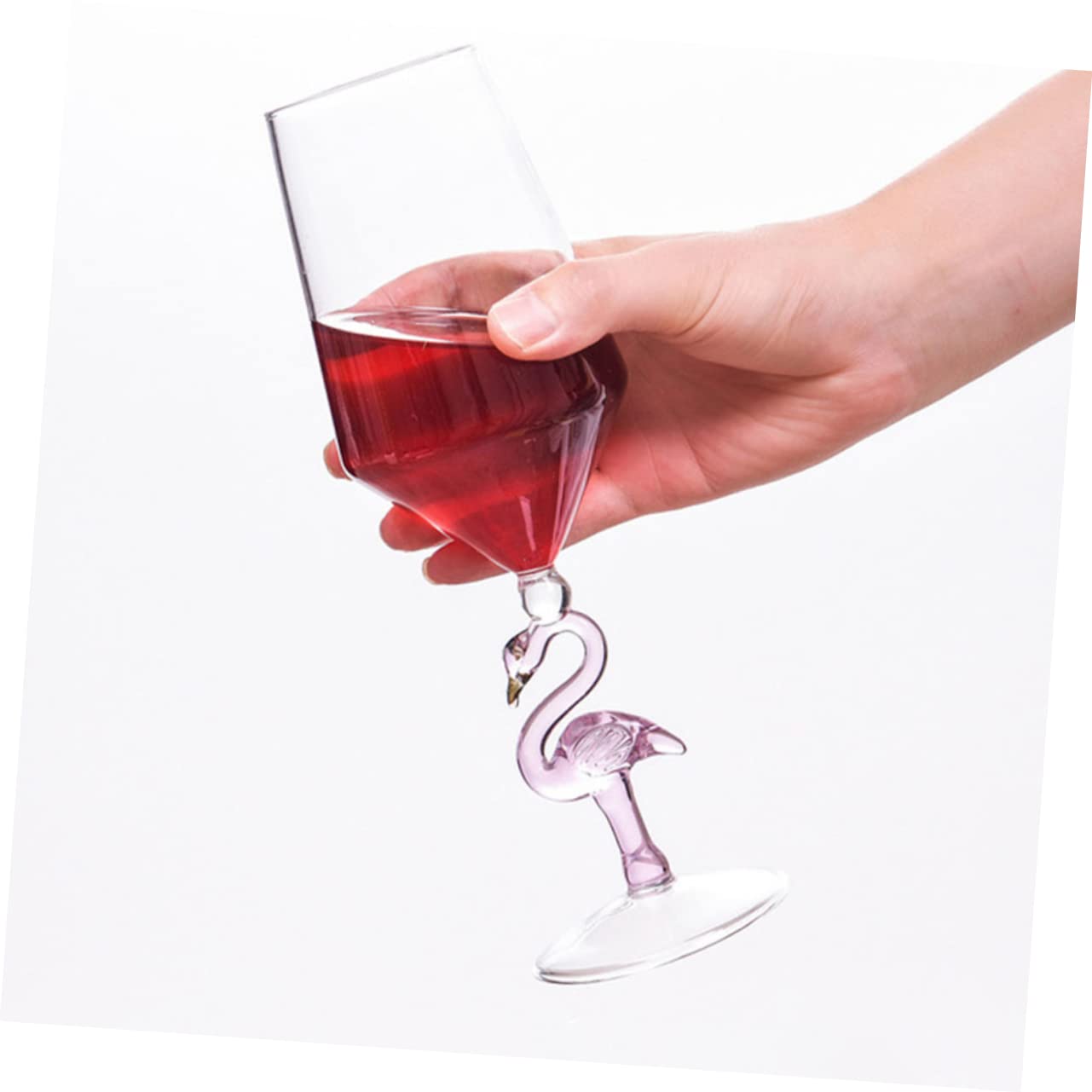 PRETYZOOM 2 Copas de Vino de Vidrio, 330ml, Diseño de Flamenco Rosa, Resistentes al Desgaste, para Fiestas y Bares