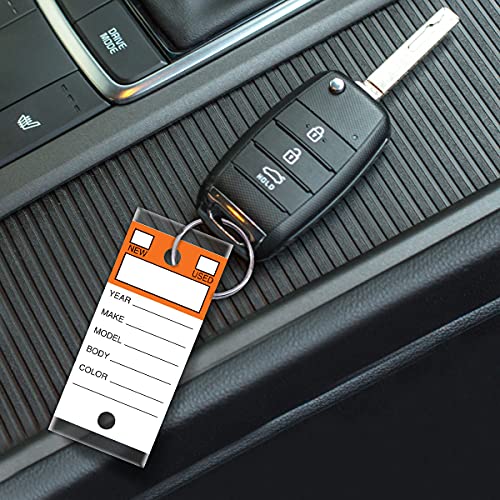 Image of Versa-Tags 250 Per Box, Self-Protecting Paper Key Tags with Chrome-Plated Split Rings Perfect for Car Truck Or RV Dealers Top Stripe Orange