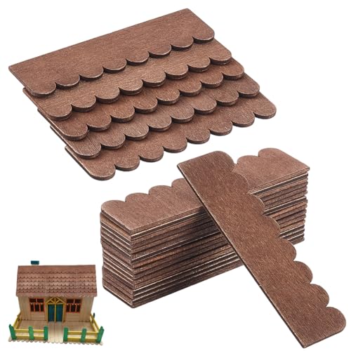 Maison de poupée bardeaux de toit miniatures bois marron tuile miniature 1:12 FINGERINSPIRE 32pcs