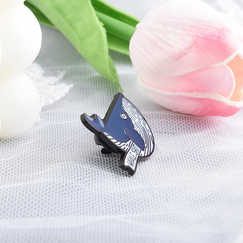 Image of Whale Enamel Pin for Backpack Hat Decorations for Bag Clothes Accessories for Women Men Funny Gifts for Friends Coworkers Novelty Birthday Gifts for Son Daughter Metal Brooch Pins Cute Whale Decor