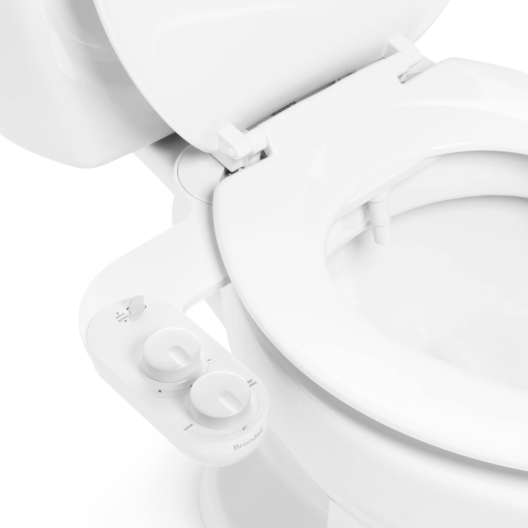 Brondell Fresh Spa Adjustable, Bidet Attachment FSA-25 for Toilet Seats with Adjustable Single Nozzle, Side Arm Control, Thin Profile, White (Dual Temperature)