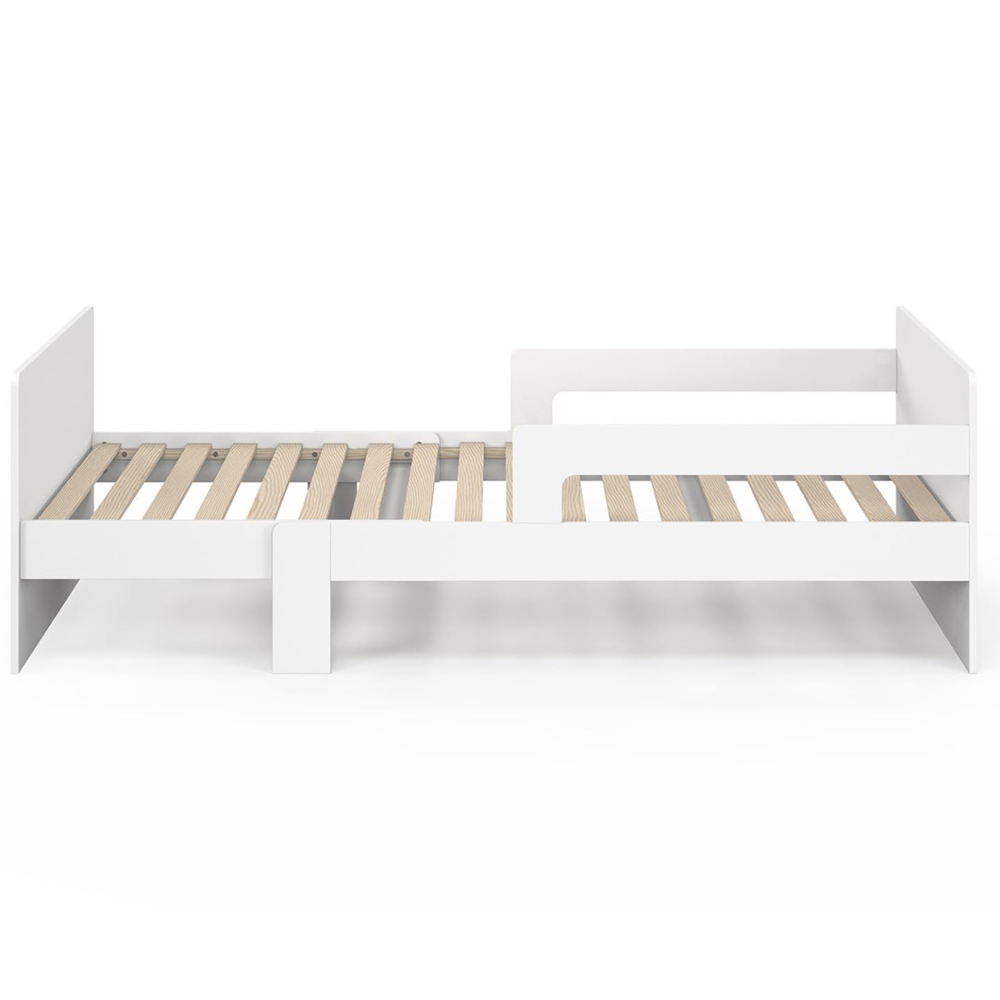 IDMarket - Lit Simple évolutif Gaspard 90 x 140/190 cm avec sommier et barrières Bois Blanc
