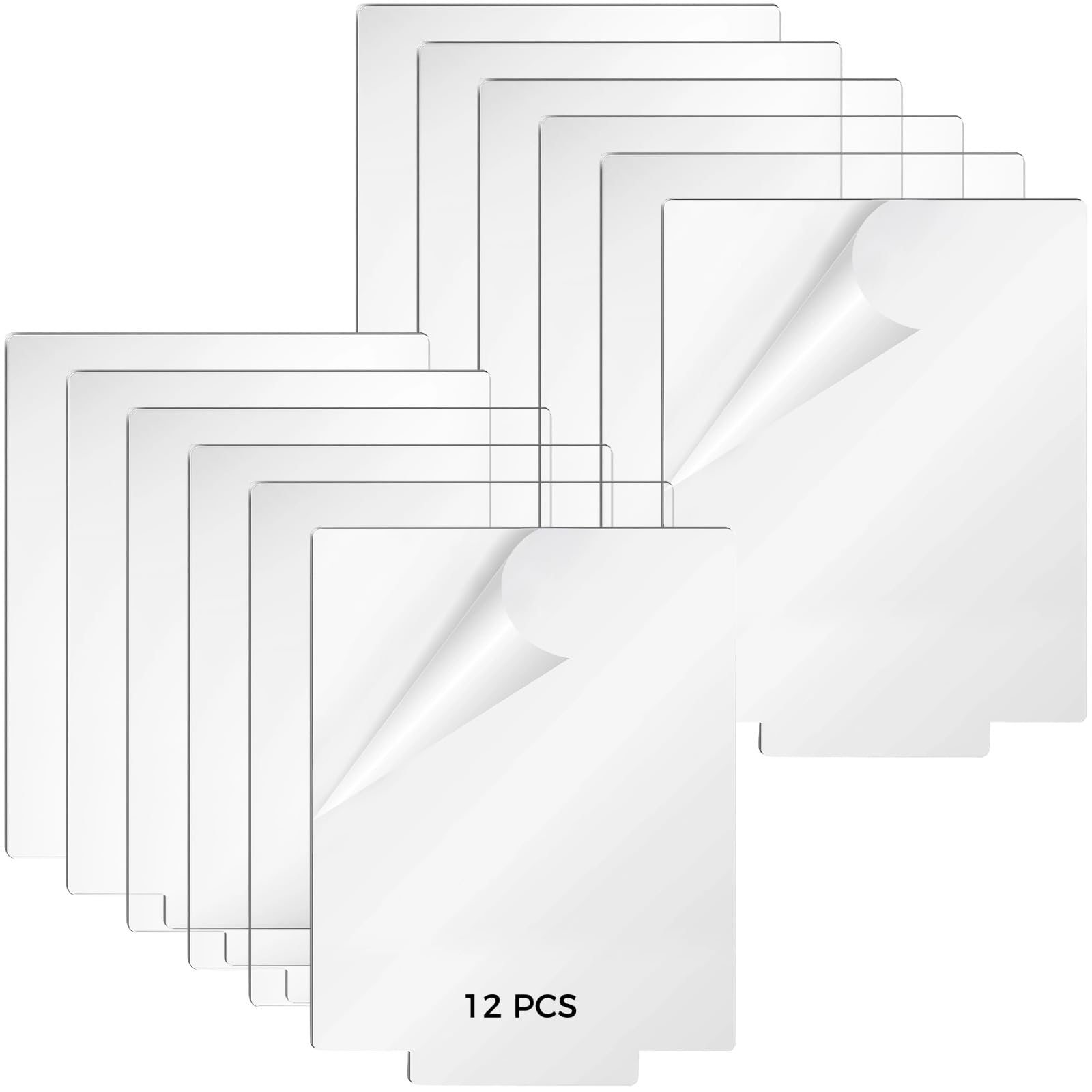 12 Pcs Clear Acrylic Sheets, 6.3×5.1inch Square Acrylic Cast Boards for LED Light Base, Blank Panel Signs, Transparent Boards with Double-Sided Protective Film for DIY Craft Projects, 13×15cm