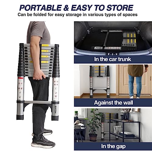 image for BOCOM 12.5 FT Aluminum Telescoping Ladder, Lightweight Multi-Purpose C