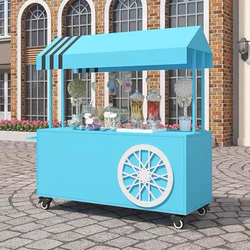 Carrito móvil portátil para expender alimentos al aire libre y exhibiciones de mercado, diseño de 4 ruedas, duradero y versátil para eventos y catering