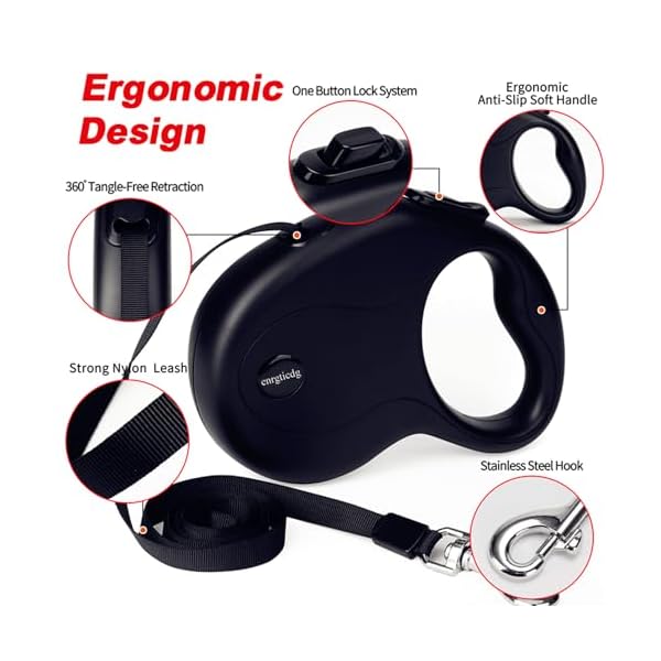 16Ft Retractable Dog Leash,Light Weight Leash for Small to Medium Dogs/Cats Up to 50lbs,Strong Nylon Tape, Tangle Free, One-Handed Brake,Simple, Practical and Comfortable. - Image 5