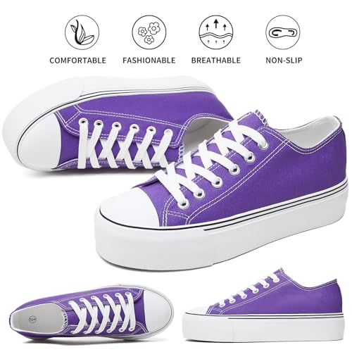 Image of hash bubbie Womens Platform Canvas Sneakers Tennis Shoes | low top non Slip on walking breathable casual comfortable fashion lace up