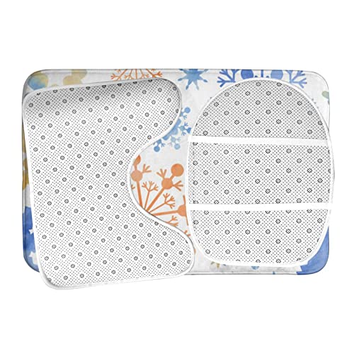DIRYKILP Badematte + Konturmatte + Toilettendeckelbezug, schillernde Schneeflocken 3 Stück Badematte Set, mit rutschfester Klebeunterseite – Bild 7
