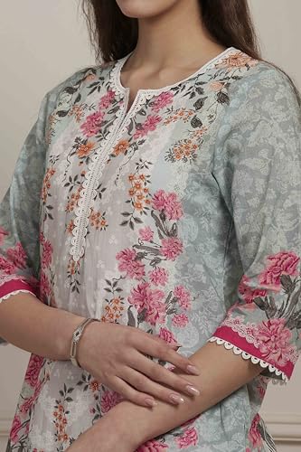Image of BIBA Women Cotton Printed Straight Short Kurta
