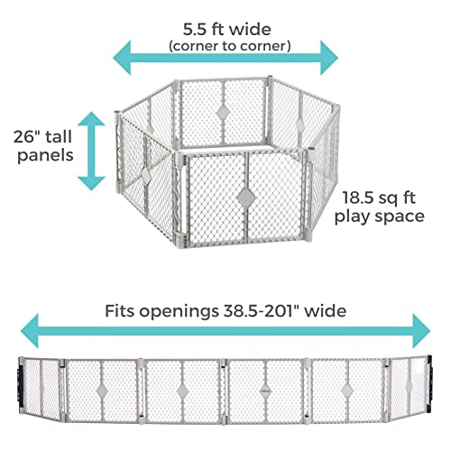 Toddleroo by North States Superyard 6 Panel Baby Play Yard/Barrier & Wall Mount Kit, Made in USA: Extra wide barrier or play area. 38.5