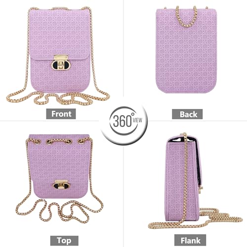 Mini Cell Phone Shoulder Purses for Women Woven Small Golden Chain Crossbody Bags2