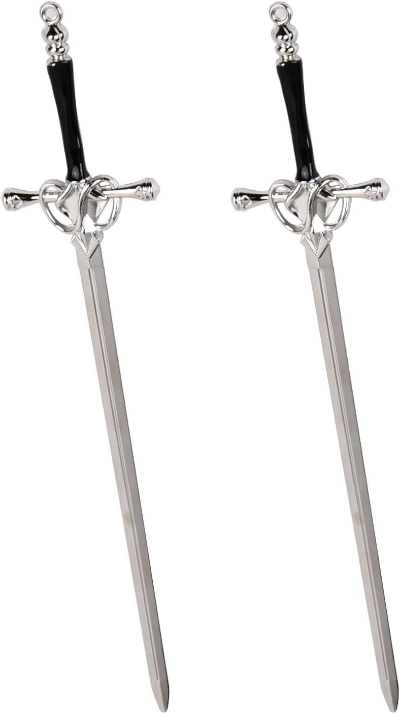 2 Pcs Sword Hair Pins, Hair Stick Metal, Headdress Chinese Style Hair Accessories for Girls, Elegant Women Hair Chopsticks Vintage Simple for Bun Chignon Decorative Hair Holder (Silver),hair fork