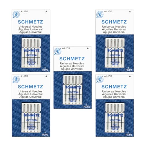 SCHMETZ Universal Sewing Machine Needles - Size 90/14, 5-Needle Cards,