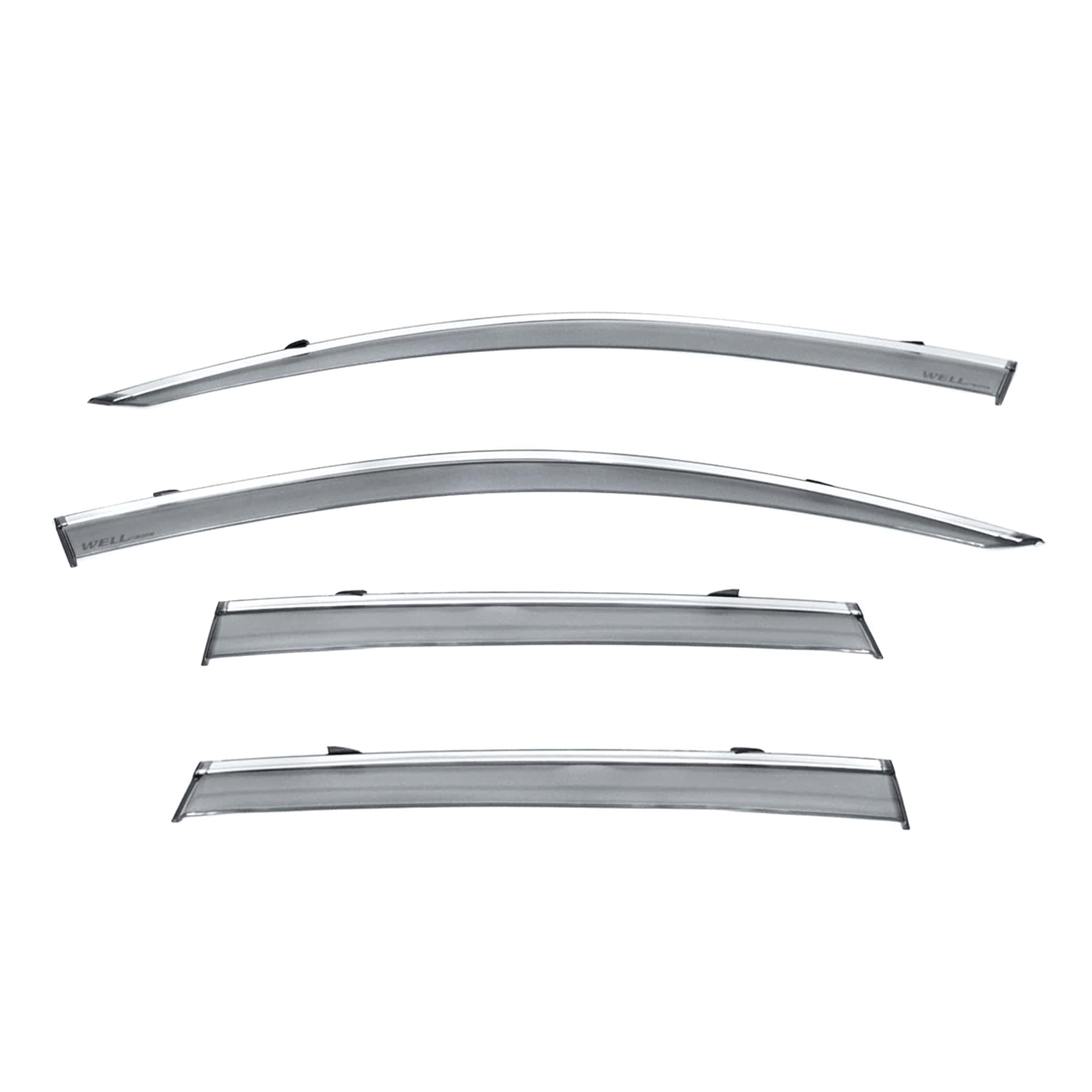 WellVisors Window Visors Wind Deflectors Compatible with Toyota Corolla Cross 2022-2024 Chrome Trim Rain Guards 3-847TY063