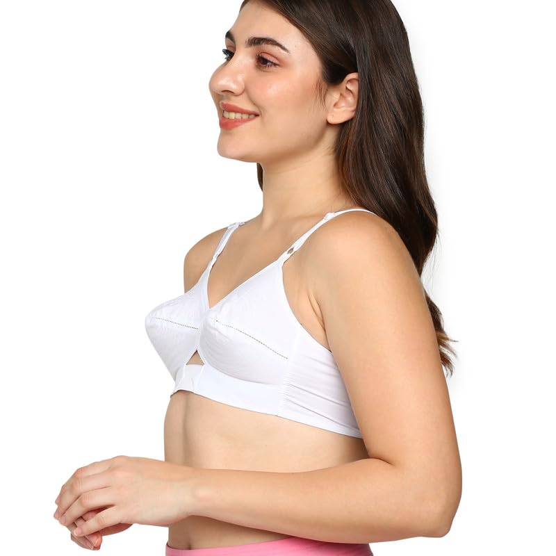 Image of BLOSSOM Priyasajini Women's Full Coverage 100% Woven Cotton Single Layer Round Stitch Non Padded Wirefree Conical Cup Everyday Bra