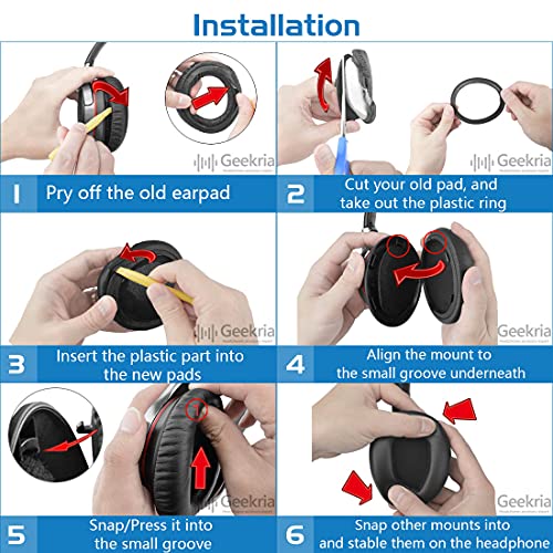Almohadillas de repuesto Geekria para auriculares MDR-10RBT, MDR-10RNC, MDR-10R, cojines para orejeras, piezas de reparación (Negro) miniatura 5