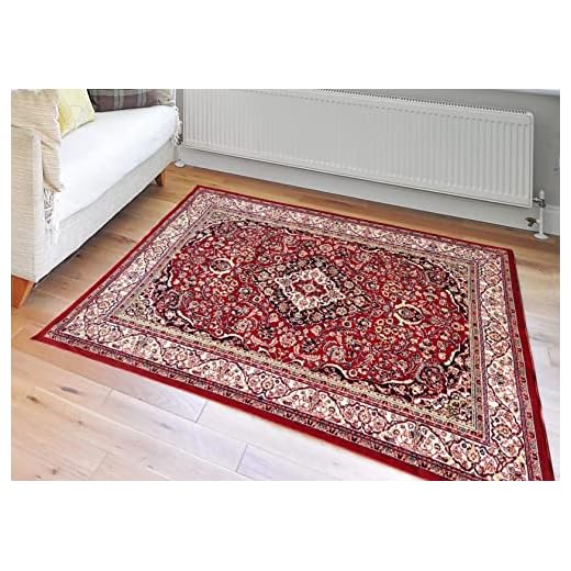 COMERCIAL CANDELA FELPUDOS Y ALFOMBRAS Alfombra de Salón Frise Pelo Largo Tupido Diseño Persa Color Rojo (200_x_285_cm)