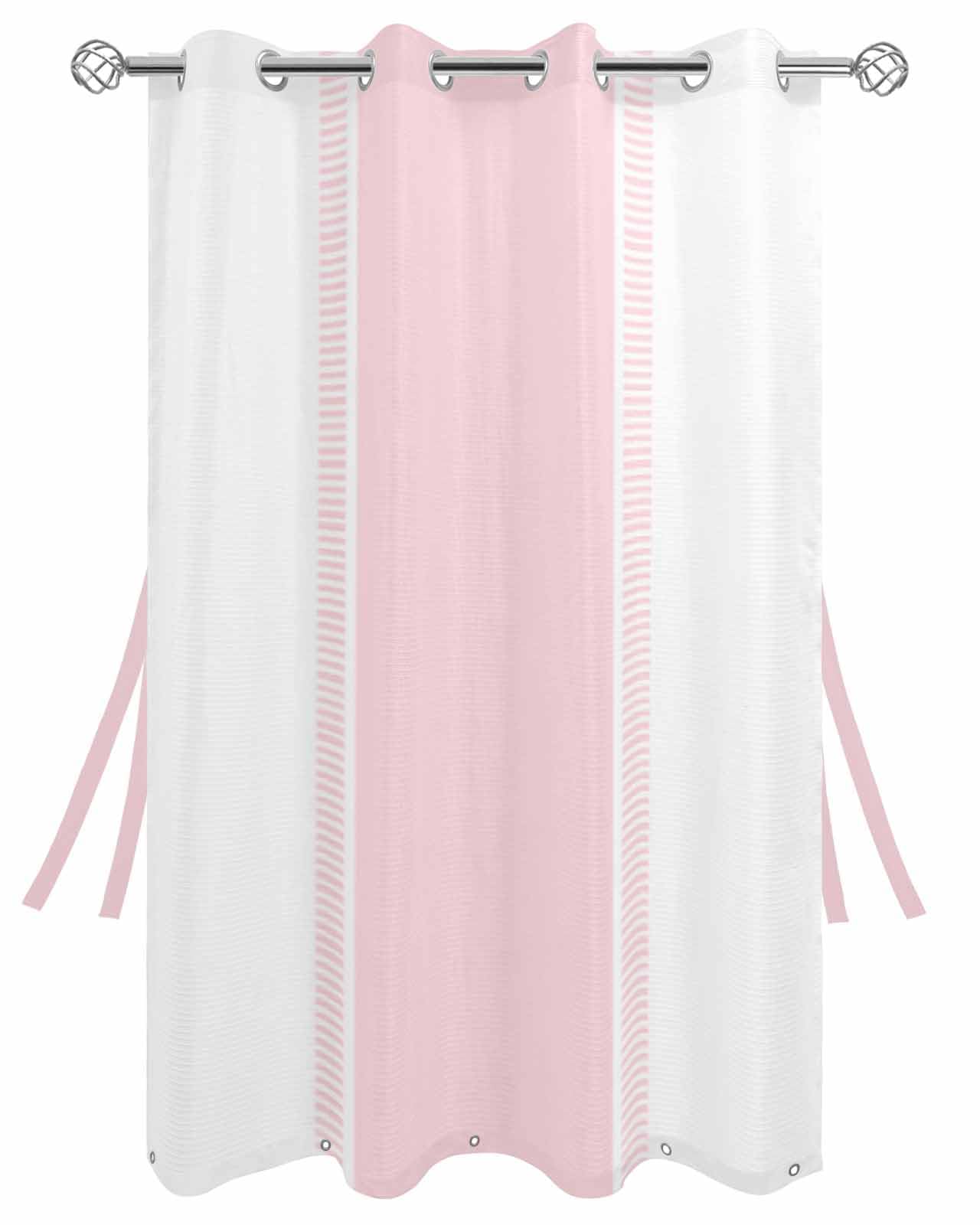 Dayforbarley Outdoor Curtains for Patio, Pink Stripe Sun Blocking Weatherproof Thermal Insulated Light Filtering Grommet Outside Curtains for Porch Gazebo Pergola 54