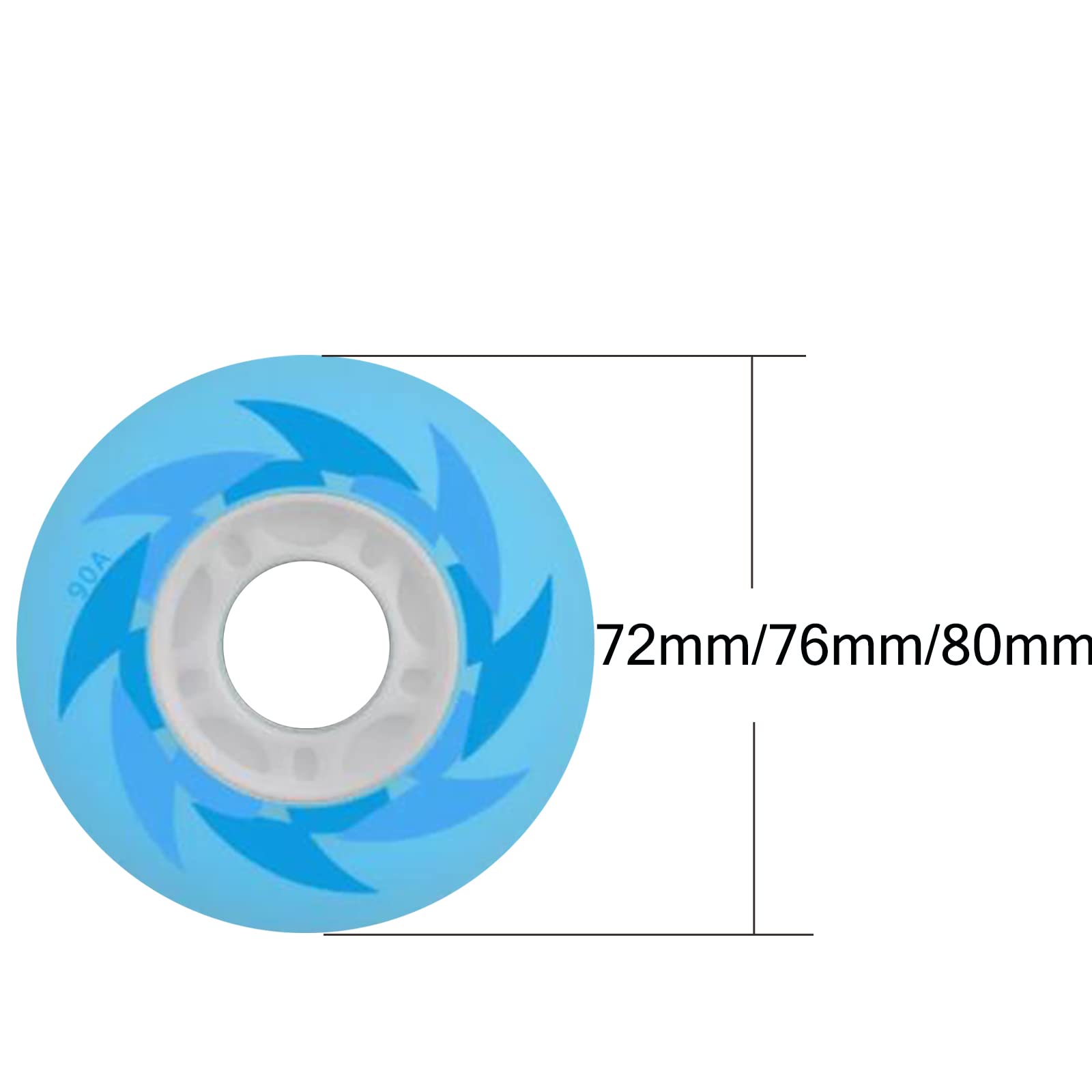 Genérico Koła zapasowe do wewnętrznych rolek zewnętrznych 8 podświetlanych kół 72 mm, 76 mm, 80 mm i mm, z 90 A diodami LED i lampą błyskową.