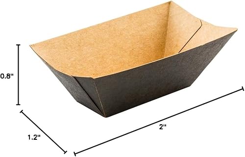 Restaurantware Bio Tek - Botes de comida de 2 onzas, 400 bandejas de papel desechables Botes de comida de papel negro resistentes a la grasa para