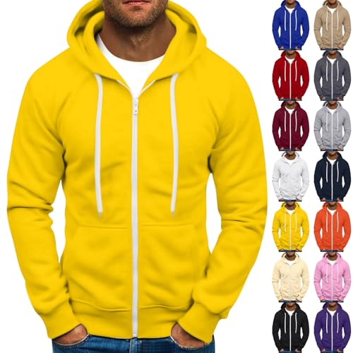 Ymosrh Men's Hoodies, Solid Color Long Sleeve Zip Up Casual Athletic Workout Gym Hooded Sweatshirts, M-3XL 5