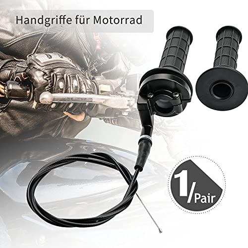 APIELE Motorradgriff Motorrad Lenkergriffe 7/8 22mm Motorrad Gasgriff with Griff + Kabel + Gasklemme Ersatz für ATV Quad 50cc 90cc 110cc 125cc 150cc 200cc 250cc Pitbike Dirtbike Mini Bike