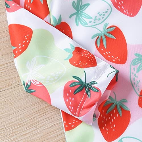 Aalizzwell Newborn Infant Baby Girls One Piece Long Sleeve Swimsuit Strawberry Bathing Suit Swimwear Beach Wear 0-3 Months #TOP3