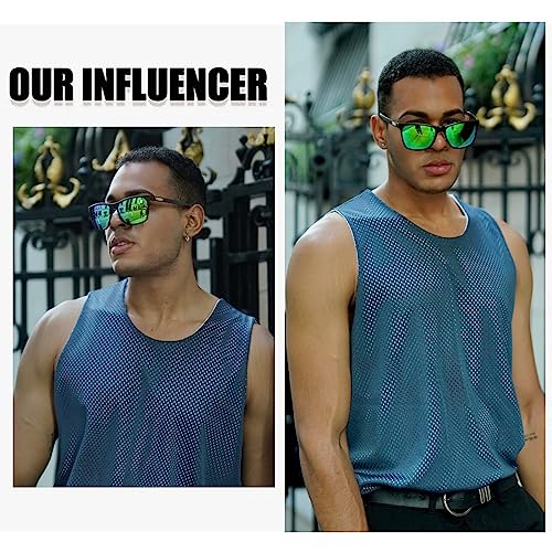 Image of DUCO Mens Sunglasses Polarized UV Protection Retro Rectangular Frame Sun Glasses for Driving Fishing 100% UV Blocking 3029H