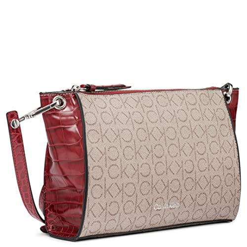 Image of Calvin Klein Reyna Crossbody, Almond /Taupe /Bloodstone Logo