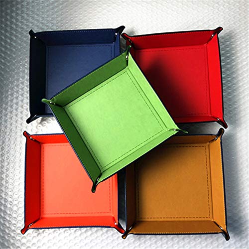 Tooloflife Red PU Leather Square Tray Bedside Organiser Jewellery Valet Tray Desk Storage Plate for Key Coin Trinket Phone Jewelry Wallet - Image 2