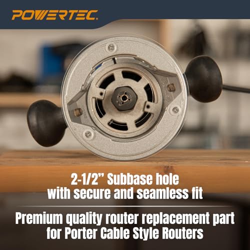 powertec dia 2-1234 router base plate clear acrylic wmultiple predrilled holes screws for easy attaching amp routing with larger diameter bits fits porter-cable 690 890 100 series routers 71218