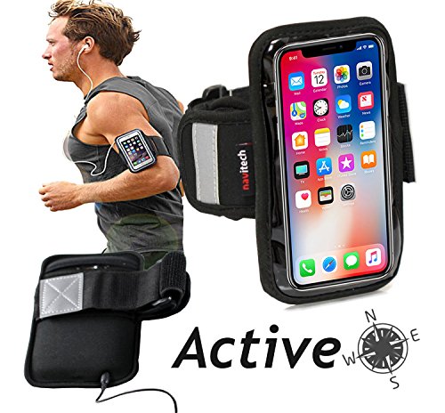 Preisvergleich Produktbild Navitech wasserdicht Schwarz Sport / Fitness / Jogging / Radfahren / Skifahren Armband Tasche Oberarmtasche Schutz Hülle Etui Case für iPhone X