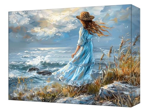 Peinture par numéro adulte mer et fille kit loisirs créatifs DIY 80x100cm