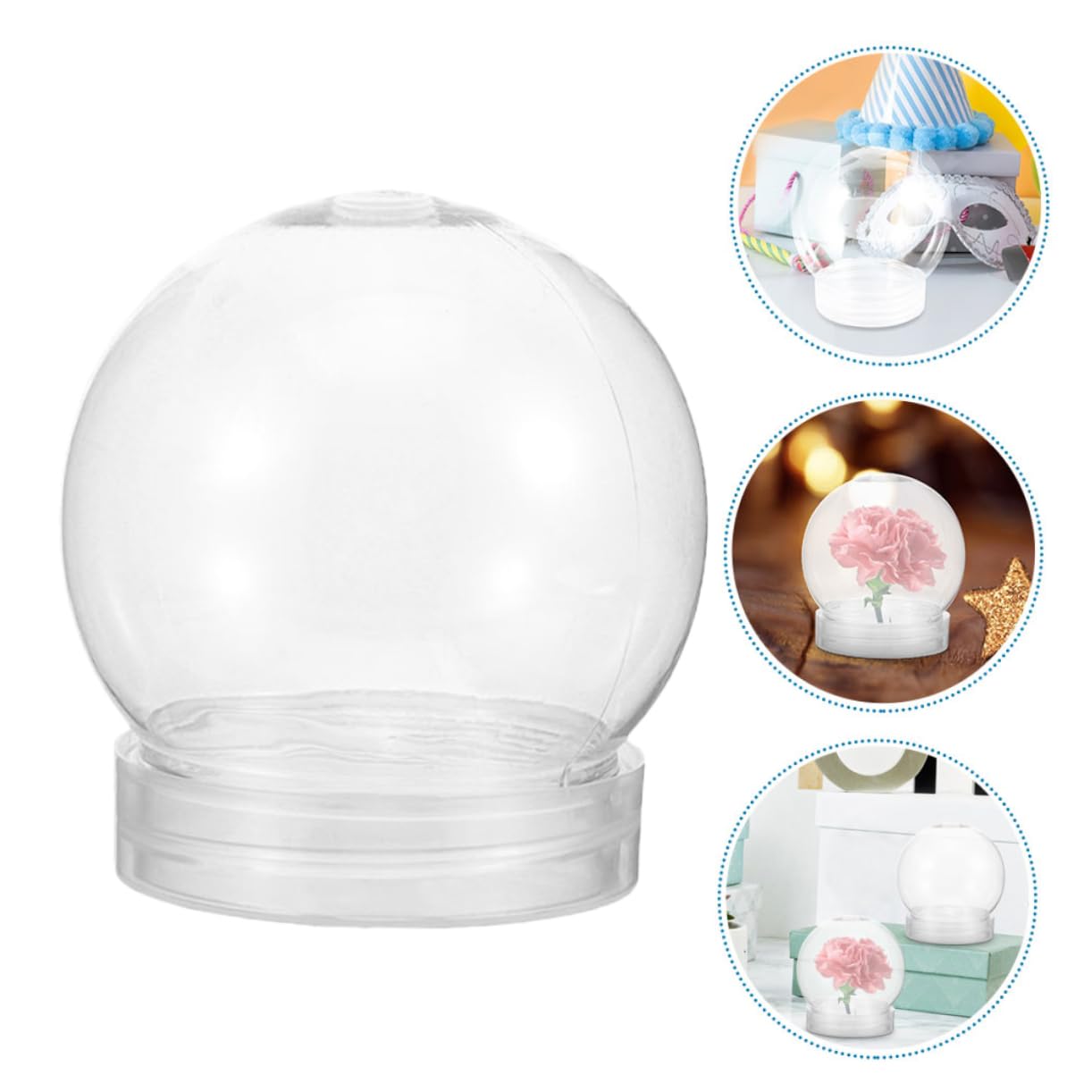 Cabilock 6pièces Kit DIY Globe Eau Transparent Pour Décoration Bricolage Artistique Balles Eau Plastique Clair Pour Glace Photo Bonbons Et Mini Arbres
