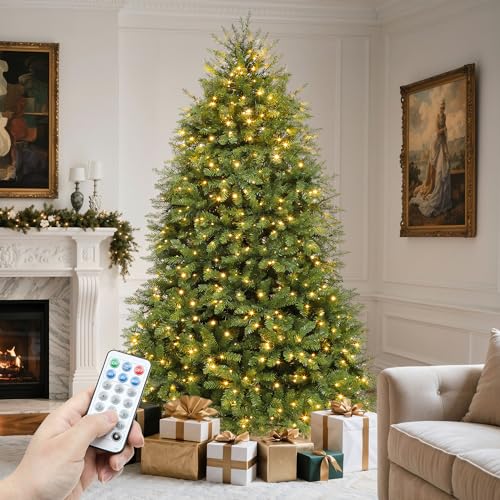 YITAHOME Prelit Artificial Christmas Tree 6ft with Remote Control, Green Bell Pre-Lit Christmas Tree with 11 Light-Modes for Home, Party Decoration Gr