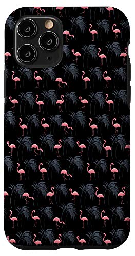 iPhone 11 Pro Elegant Tropical Flamingo Palm Black Crazy Flamingo Lady Case
