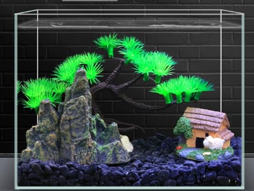 Skywink水槽水草 アクアリウムアイテム 水槽水草と岩のセット 水槽水草 人工観葉植物 めだか- 小型水槽水草 水景 シミュレートアクアリウムセット 小型セット 完成品 装飾 水槽水草 シミュレートアクアリウムセット 岩 (水槽は付属しません) (B)