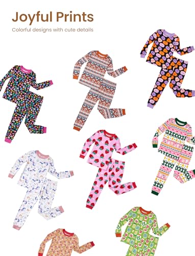 Image of PATPAT Toddler & Kids Pajama Sets with Bamboo Viscose, Snug Fit Pjs for Girls, All-Season Comfort Sleepwear, Ages 2-12 Years