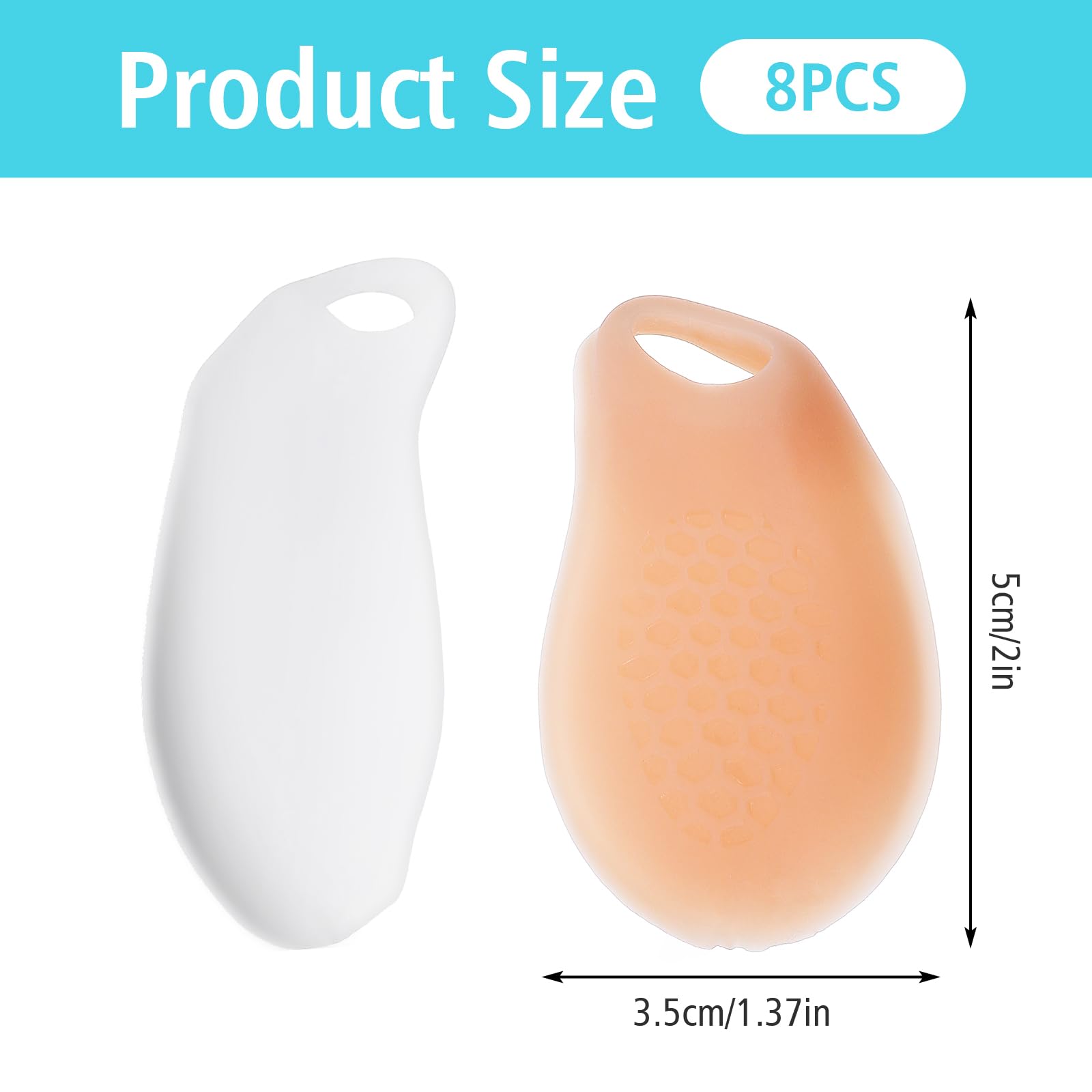 Dimeho Gel Kissen für Kleinzehen 8 Stück Schneiderballen Pads Druckschutz Blasenschutz Ballenpolster Kleinzeh Schoner Kleinzehen Pads Weiche Gel Ballenkissen Zehenspreizer Schmerzlinderung