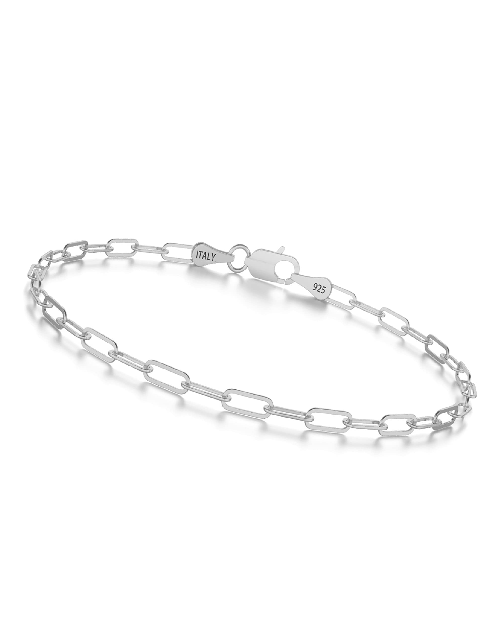 925 Sterling Silver Paperclip Chain Bracelet 3/4/5mm Silver Bracelet for Women Men Silver Bracelet 6.5-9 Inches