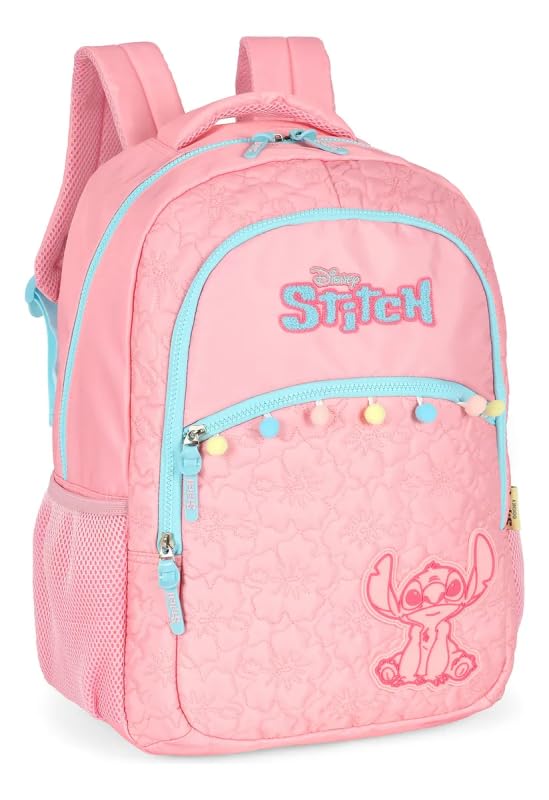 Mochila Feminina Stitch Rosa Escolar Luxcel Ms50071sc